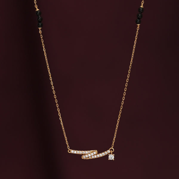 Twisted Diamond Mangalsutra With Diamond Charm | 18k Gold Vermeil