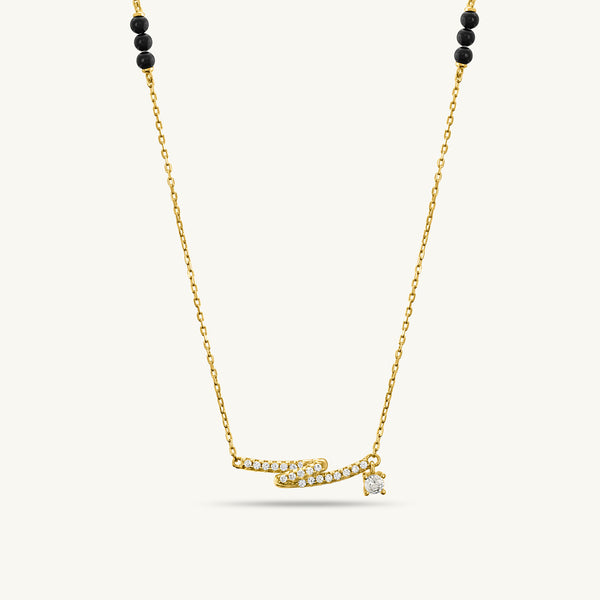 Twisted Diamond Mangalsutra With Diamond Charm | 18k Gold Vermeil