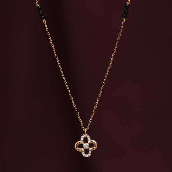 Clover Diamond Studded Mangalsutra | 18k Gold Vermeil