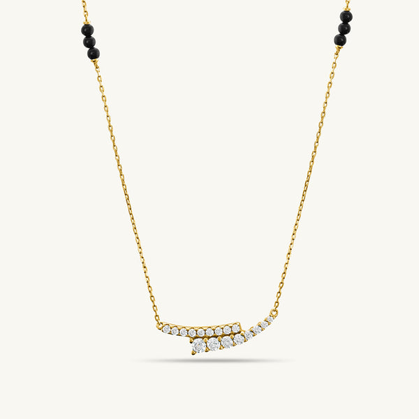 Sparkly Diamond Curve Mangalsutra | 18k Gold Vermeil