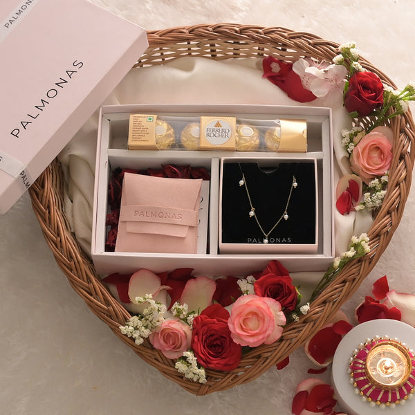 Shop Pearl Charm Necklace Diwali Gift Box Palmonas-1