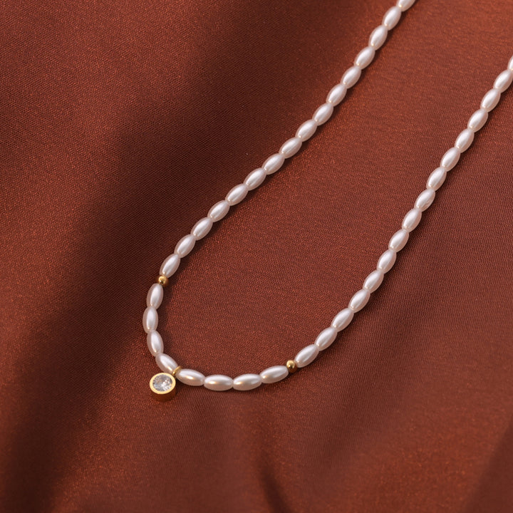 Shop Dazzling Pearl Diamond Necklace Palmonas-5