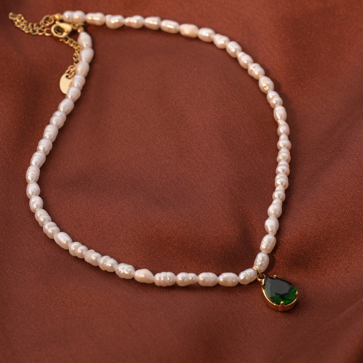 Shop Baroque Pearl Emerald Necklace Palmonas-5