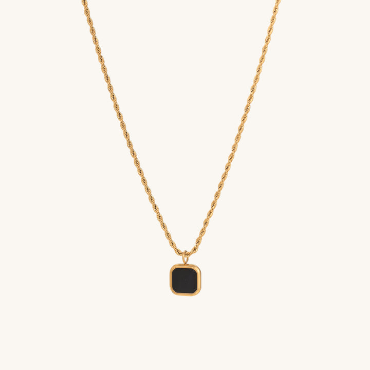 Shop Black Enamel Necklace- 18k Gold Plated Palmonas-4