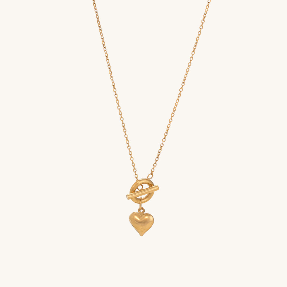 Cz Heart and T Bar Necklace - Kurate