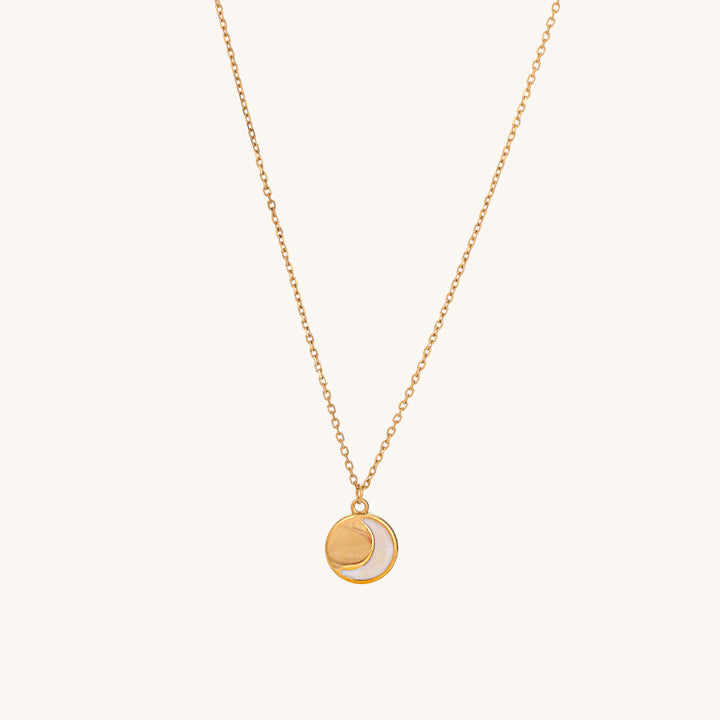 Shop White Shine Half Moon Pendant | 18k Gold Plated Palmonas-2