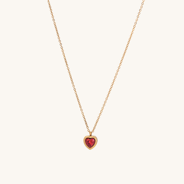 Shop Red Emerald Heart Pendant Necklace | 18k Gold Plated Palmonas-2