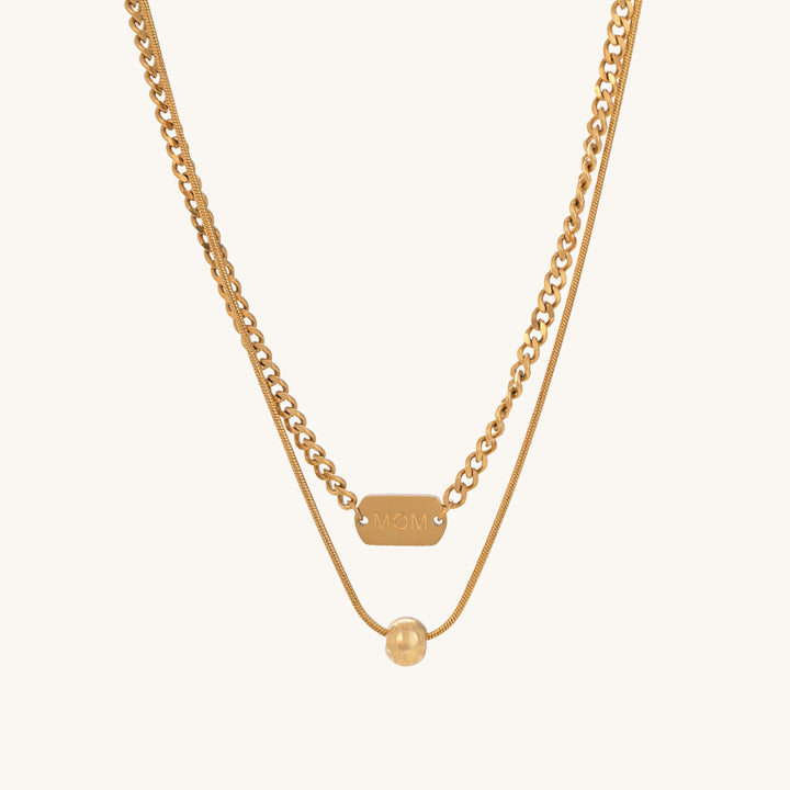 Shop Double Layer Mom cuban chain Necklace | 18K Gold Plated Palmonas-2