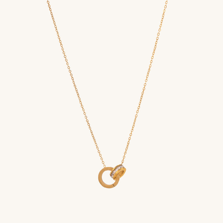 Shop Double Ring Shape Crystal Necklace | 18K Gold Plated Palmonas-2