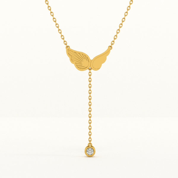 Angel Wing Dangling Diamond Necklace