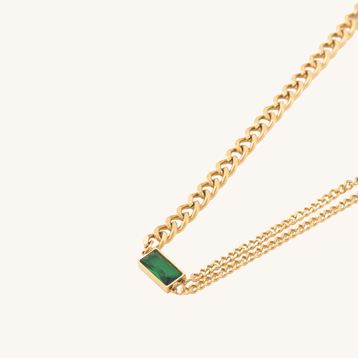 Shop Emerald Thick & Double Thin Curb Chain Stackable Necklace | 18k Gold Plated Palmonas-2