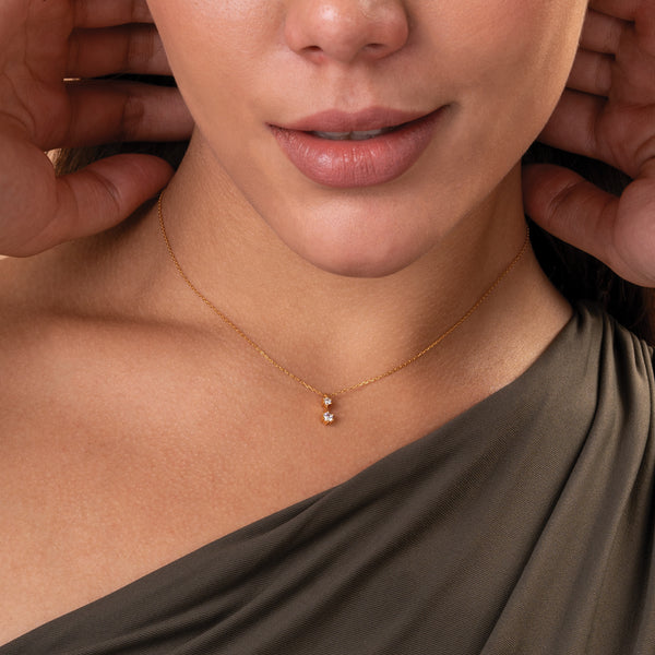 Shop Dainty Mini Diamond Solitaire Necklace | 18k Gold Vermeil Palmonas-1