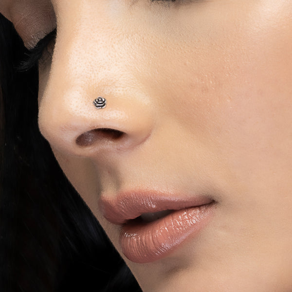 Rose Silver Wired Nose Pin