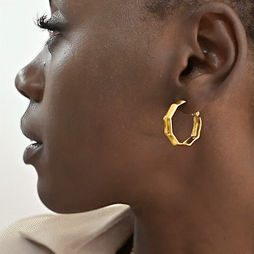 Shop Octagon Hoop Earrings | 18k Gold Plated Palmonas-14