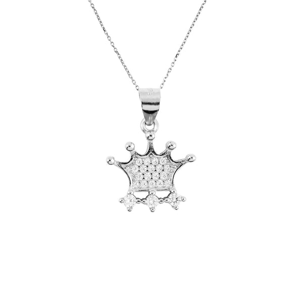 Crown Silver Pendant with Chain