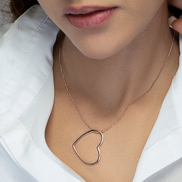 Heart Rose Gold Pendant With Chain