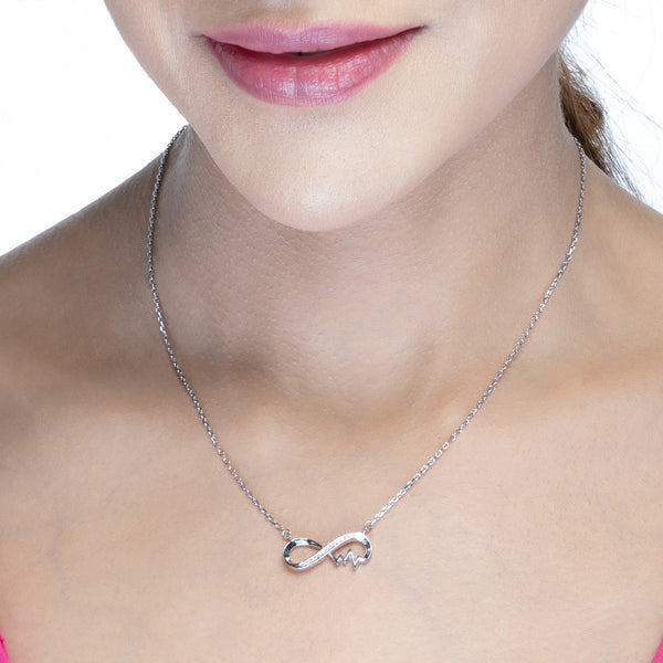 Infinity Heartbeat Silver Necklace