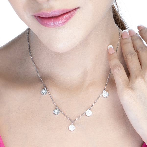 Charm Drop Silver Necklace