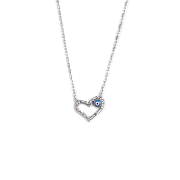 Blue Romance Heart Silver Necklace