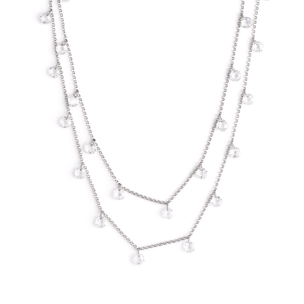 Dangling Silver Dual Layer Necklace