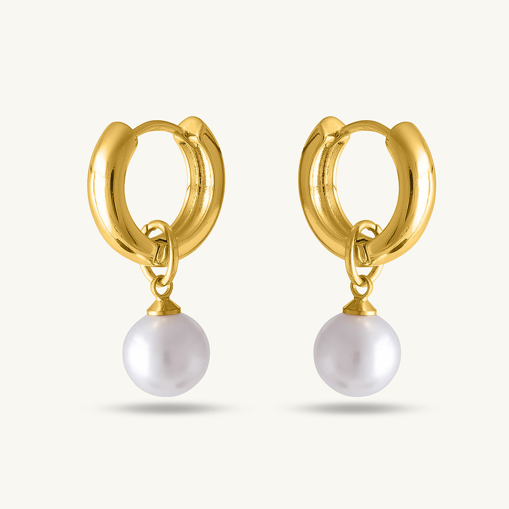 Medium Pearl Hoop Earrings main image 0