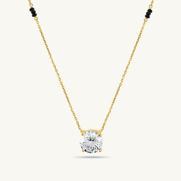 Royal Solitaire Diamond Mangalsutra   | BIS Hallmarked | 18k Gold Vermeil