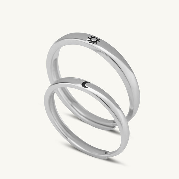 Sun Moon Couple Rings- 925 Silver