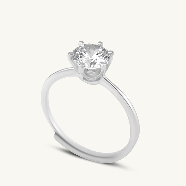 Diamond Solitaire Ring- 925 Silver