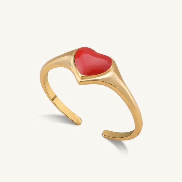 Red Heart Ring- 18k Gold Vermeil