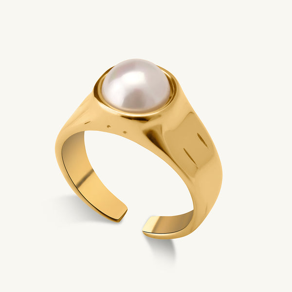 Bold Pearl Adjustable Ring