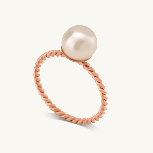 Dainty Pearl Ring- 18k Rose Gold Plated