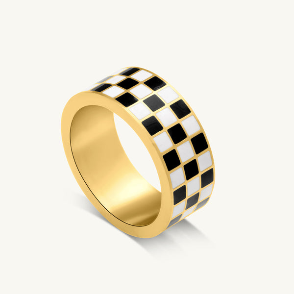 Tri-Colour Checkered Ring