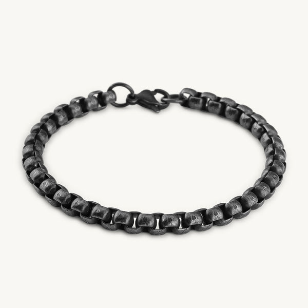 Silver Ball Chain Black Bracelet