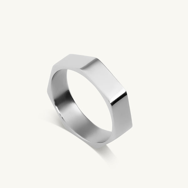 Silver Heptagon Ring