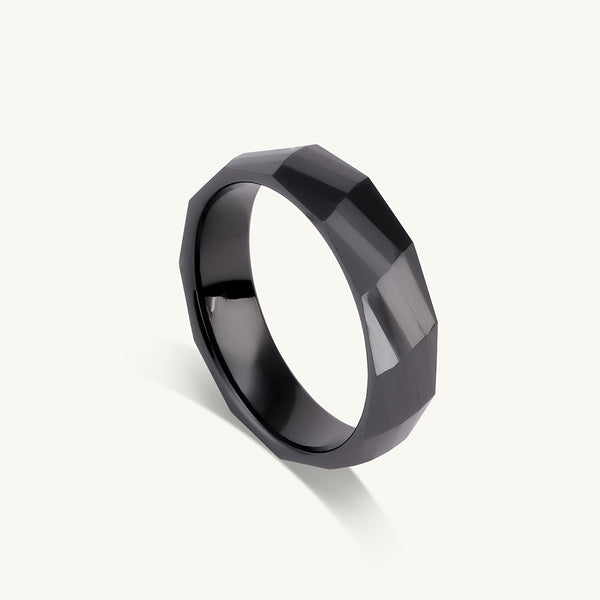 Slanted Black Band Ring