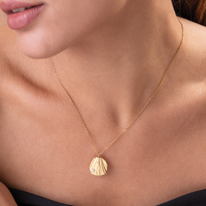 Shop Oyster With Tiny Pearl Necklace- 18k Gold Plated Palmonas-6