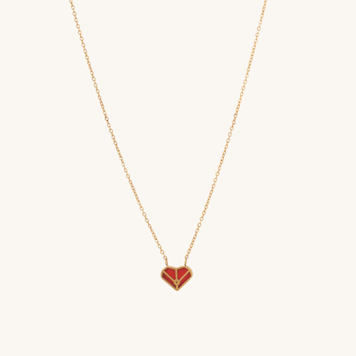 Shop Geometric Red Heart Necklace- 18k Gold Plated Palmonas-2