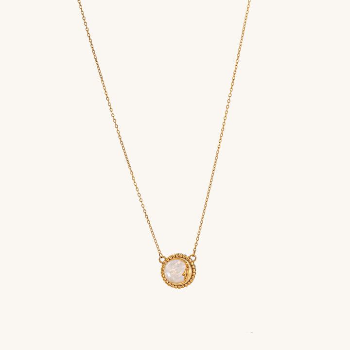 Shop White Round Necklace- 18k Gold Plated Palmonas-2