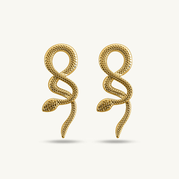 Gold Snake Drop Earrings
