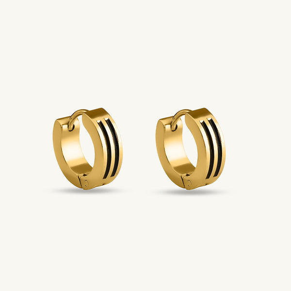 Minimal Black and Gold Hoop Earrings