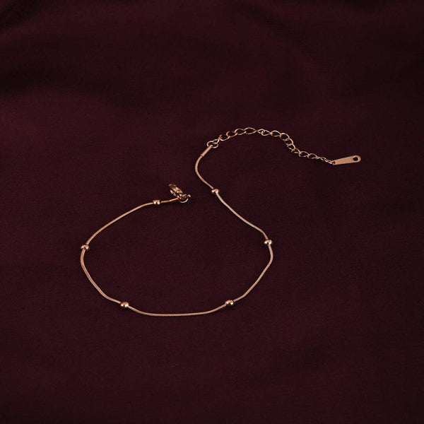 Rose-Gold Beaded Anklet