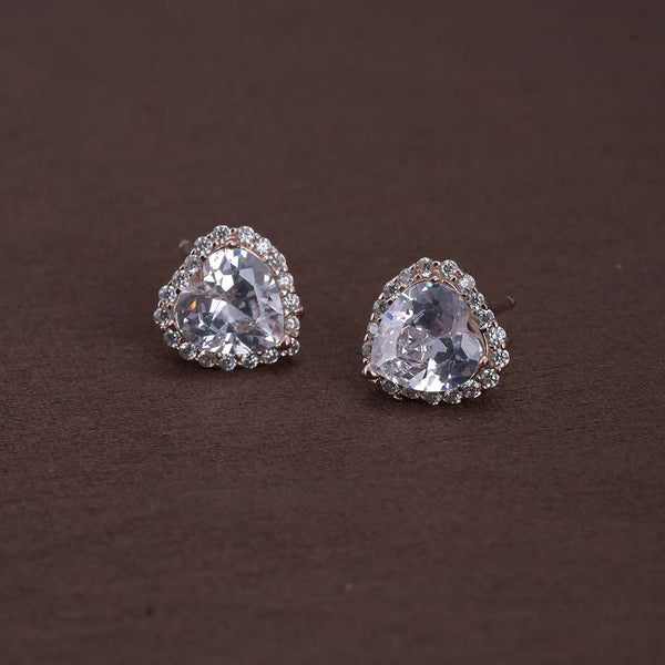 Zircon Heart Studs | Rose Gold