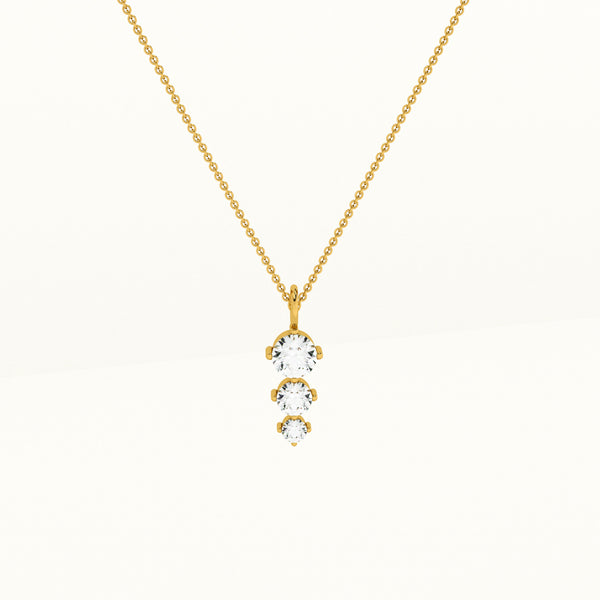 Diamond Trio 0.54 Carat Lab Grown Diamond ~ 14k Gold Pendant without Chain