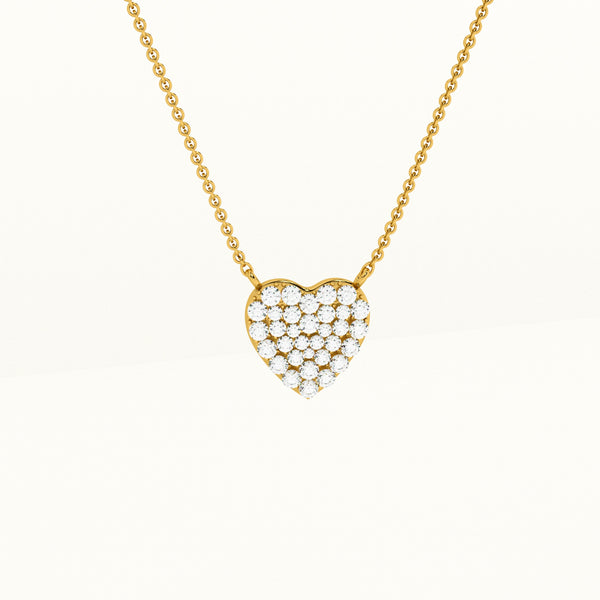 Golden Heart 0.77 Carat Lab Grown Diamond ~ 14K Gold Pendant with Chain