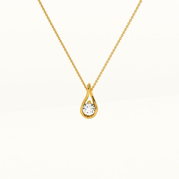 Drop Solitaire 0.24 Carat Lab Grown Diamond ~ 14K Gold Pendant without Chain