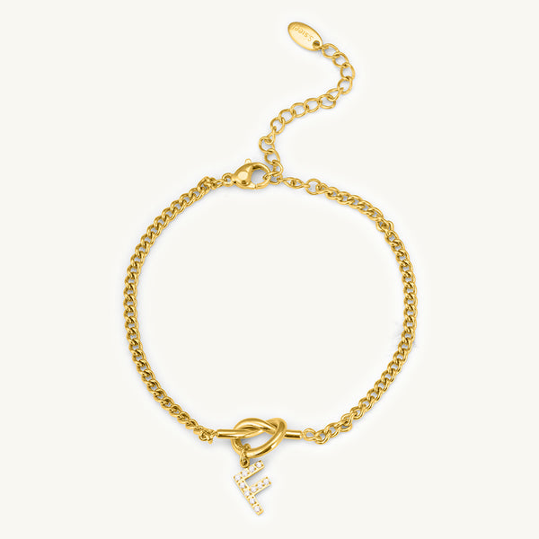 Gold Initial "F" Toggle Bracelet