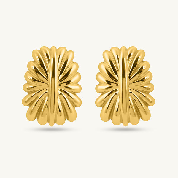 Golden Floral Stud Earrings