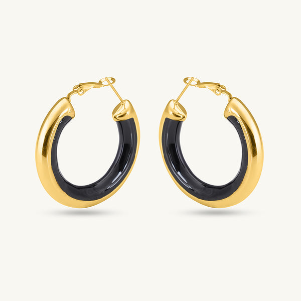 Golden Black Hoop Earrings