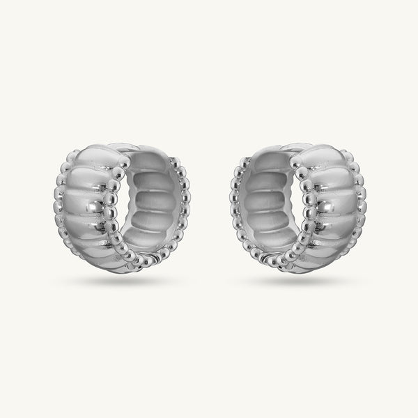 Chunky Hollow Silver  Hoop Earrings