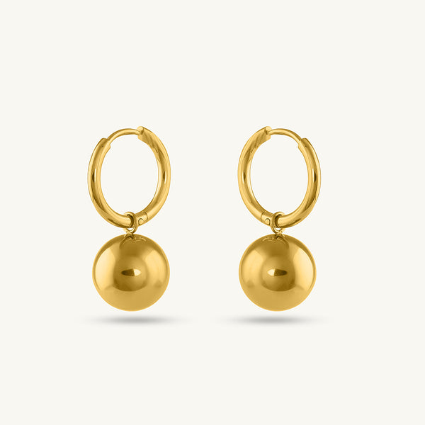 Gold Ball Hoop Earrings